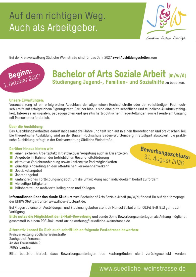Infoblatt Studium Soziale Arbeit. Grafik: KV SÜW Frau mit Rucksack