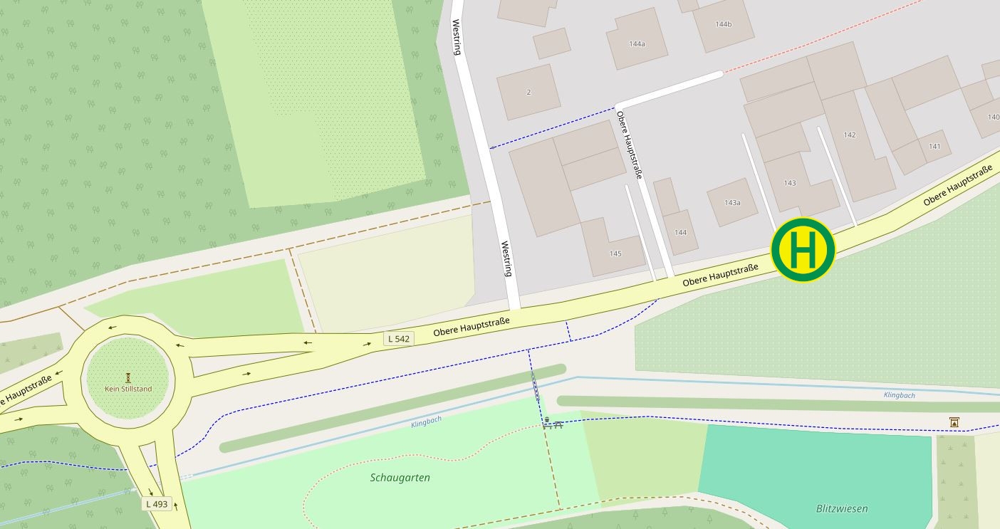 Karte mit Markierung der neuen Haltestelle in Herxheim.