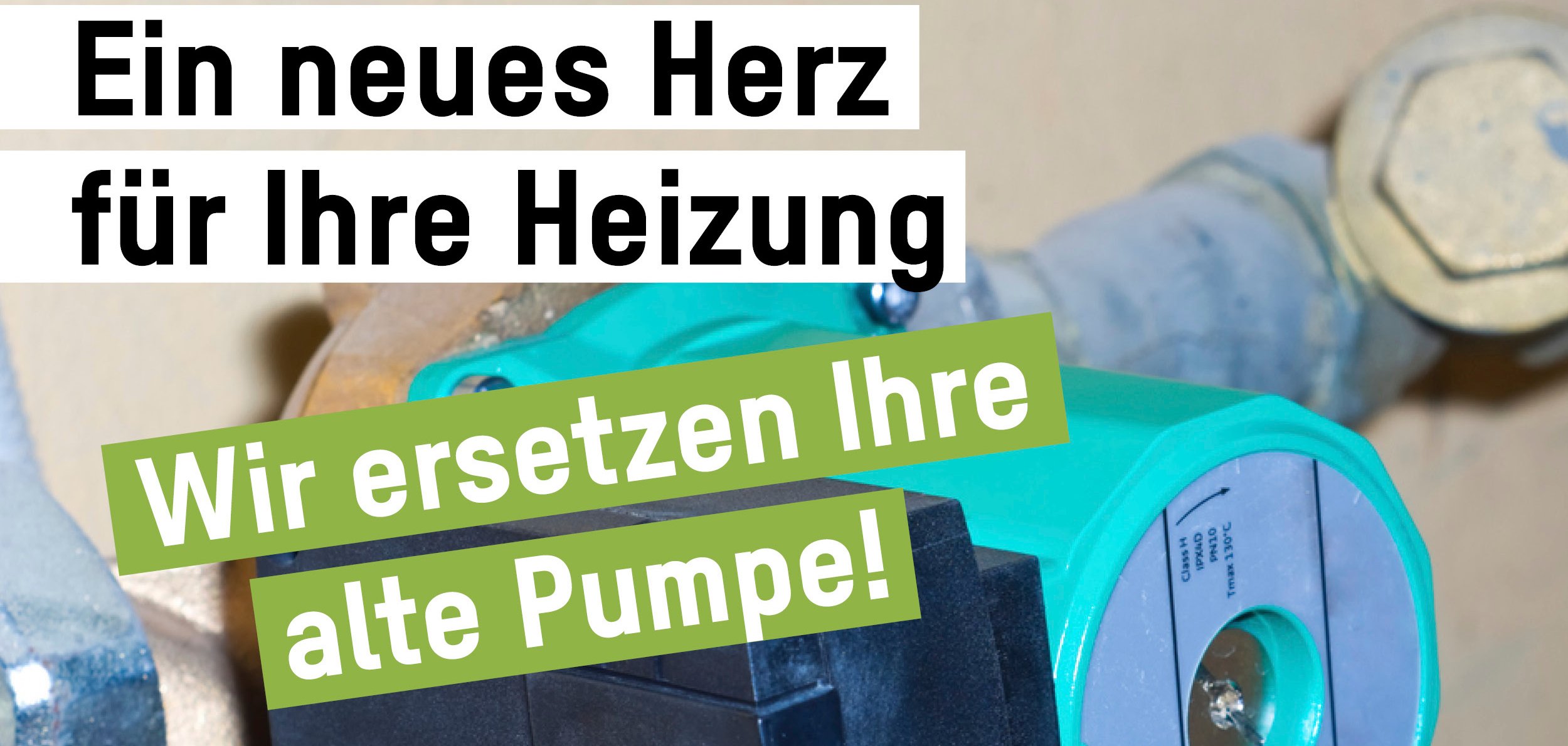 Ein Flyer mit Text und dem Foto einer Heizpumpe darauf wirbt für die Tauschaktion des Landkreises SÜW. 