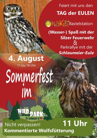 Plakat des Sommerfests im Wild- und Wanderpark Südliche Weinstraße 2024. Grafik: WWP Plakat des Sommerfests im Wild- und Wanderpark Südliche Weinstraße 2024.