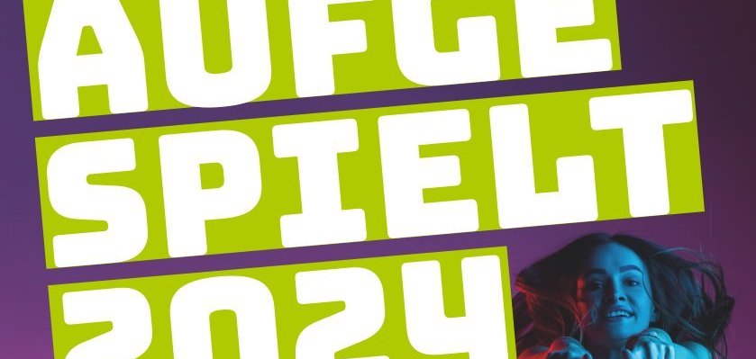 Flyer zum Finale der Kinder- und Jugendtheatertage AUFGESPIELT, auf dem Ort und Datum stehen.