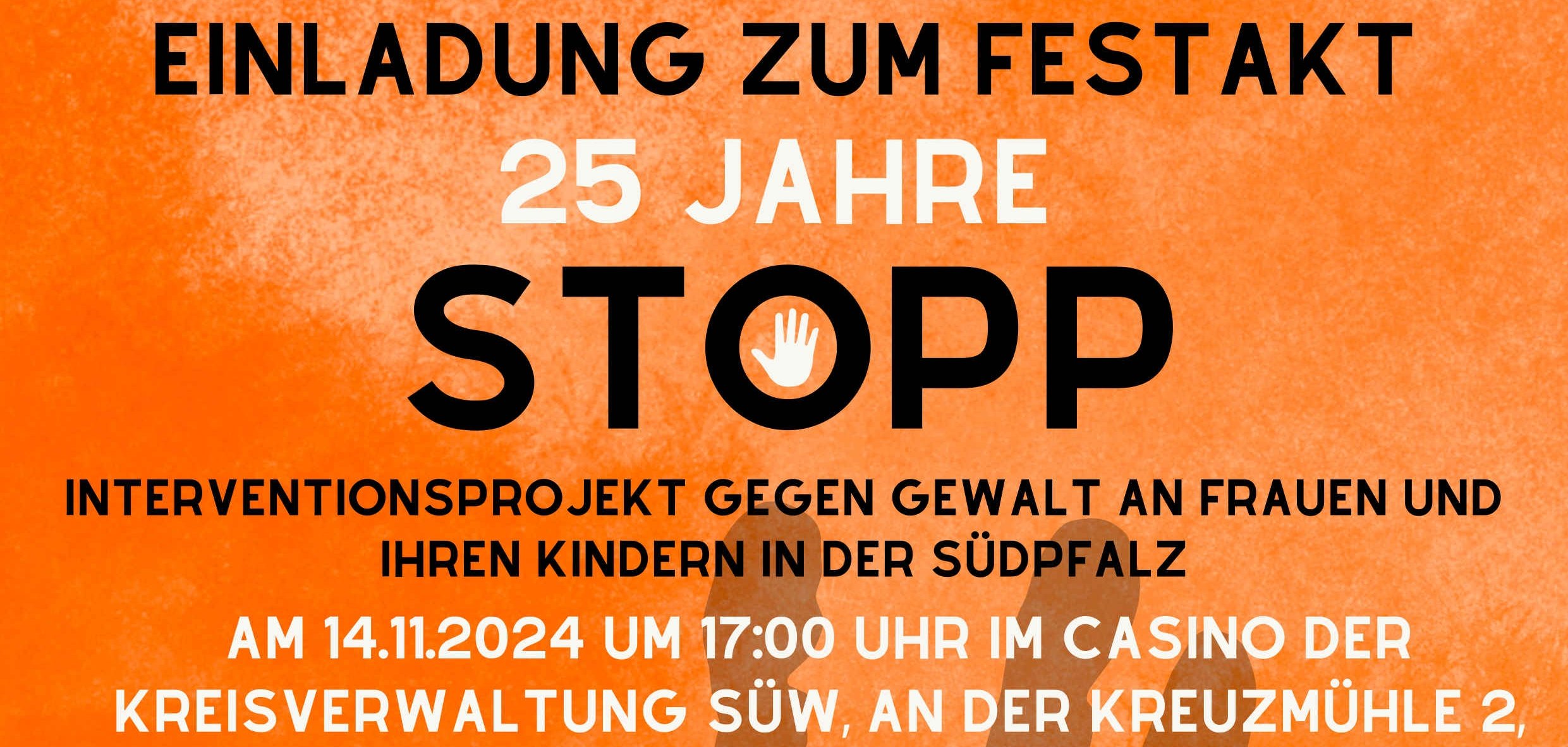 Plakat zum Festakt "25 Jahre Stopp" mit Ablaufplan.