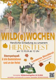 Flyer zum Herbstfest 2024 im Wild- und Wanderpark Südliche Weinstraße. Grafik: WWP Flyer zum Herbstfest 2024 im Wild- und Wanderpark Südliche Weinstraße.