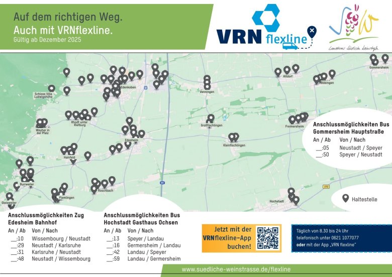 Das neue Bediengebiet der VRNflexline SÜW. Grafik: KV SÜW Das neue Bediengebiet der VRNflexline SÜW. Grafik: KV SÜW