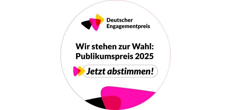 Grafikelement, dass zur Abstimmung im Rahmen des Publikumspreises des Deutschen Engagementpreises wirbt.