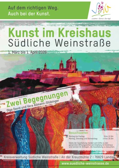 Plakat_Zwei Begegnungen_Doppelausstellung im Kreishaus. Grafik: KV SÜW