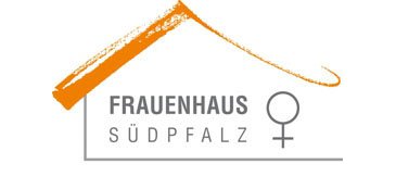 Logo Frauenzufluchtsstätte Südpfalz: Ein stilisiertes Haus, in dem der Schriftzug "Frauenhaus Südpfalz" sowie das Gender-Symbol für das weibliche Geschlecht stehen.