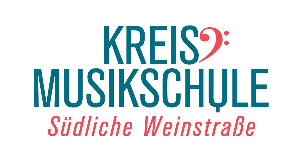 Schrift Kreis Musikschule Südliche Weinstraße mit einem Bassschlüssel 