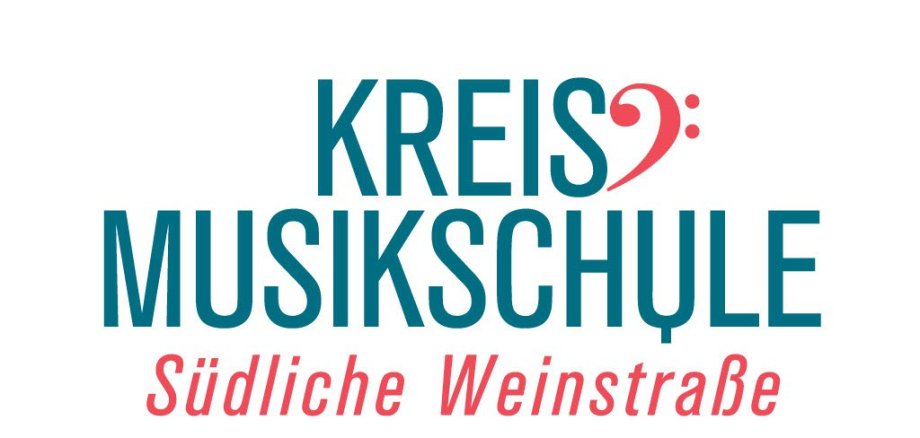 Schrift Kreis Musikschule Südliche Weinstraße mit einem Bassschlüssel 