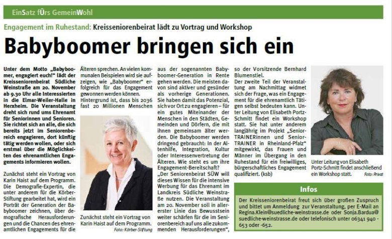Auszug SÜW.-Journal 3_2026 Babyboomer. Quelle: KV SÜW Artikelausschnitt